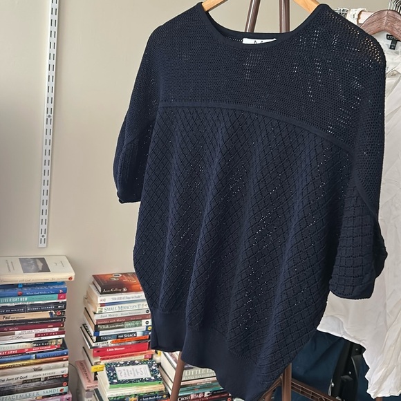 M Magaschoni Cotton- Modal Navy Sweater Size Small - Picture 1 of 10